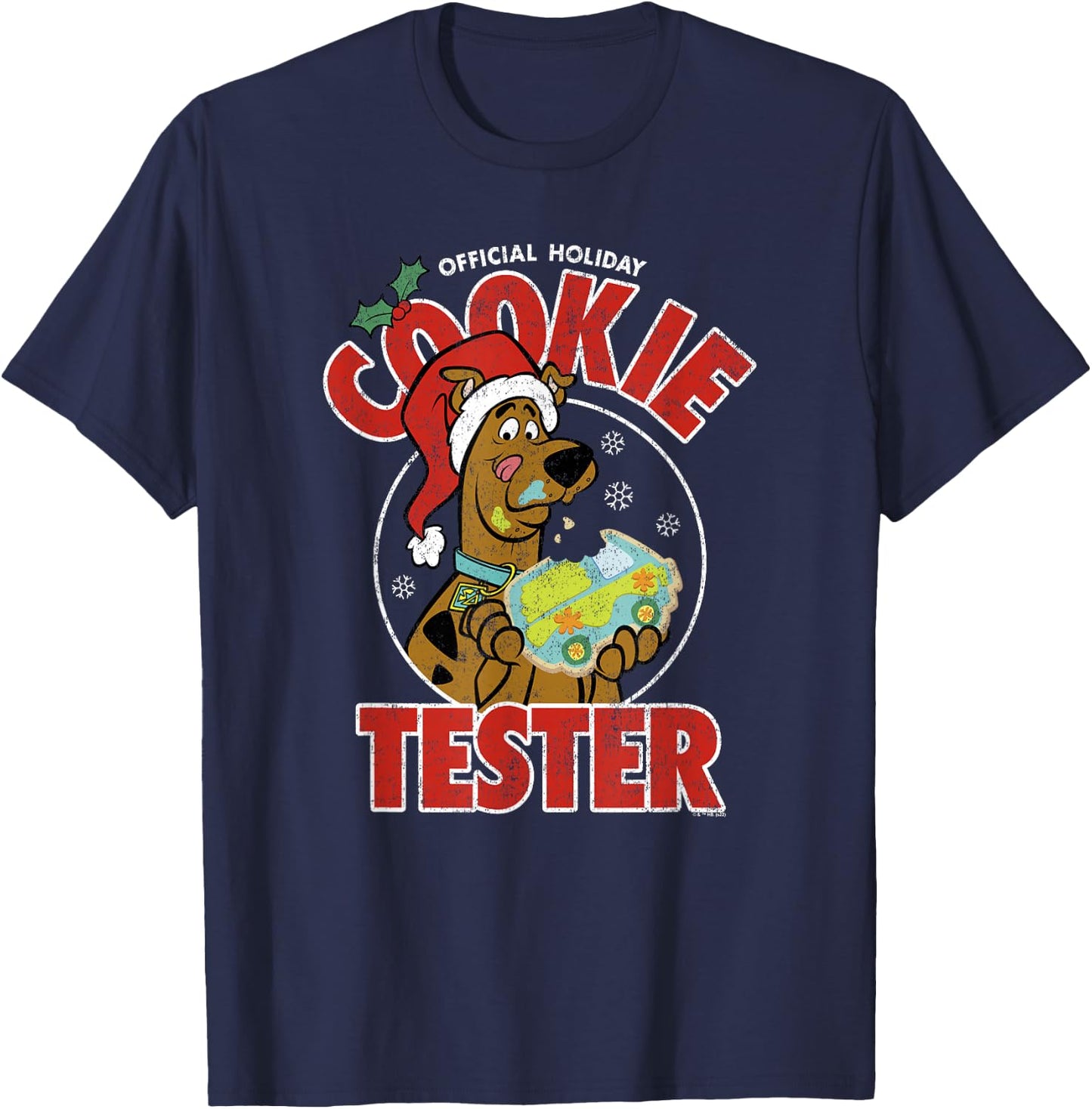 Scooby-Doo -Adults Grey Cartoon Christmas Graphic T-Shirt - T-Shirt | Navy