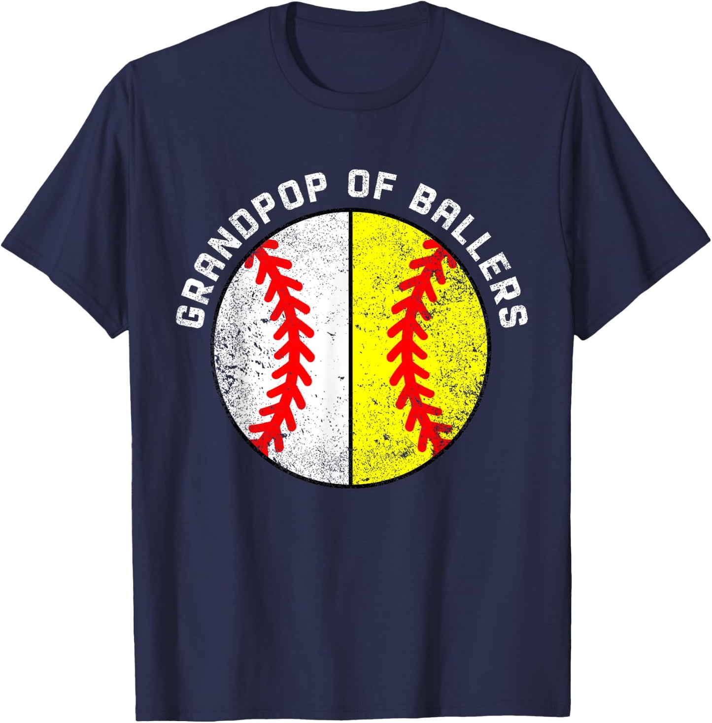 Grandpop Of Ballers Funny Baseball Softball Grandpop T-Shirt - T-Shirt | Navy