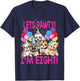 Kids Lets Pawty I'm EIGHT! Puppy Dog Themed Birthday Party Outfit T-Shirt - T-Shirt | Navy