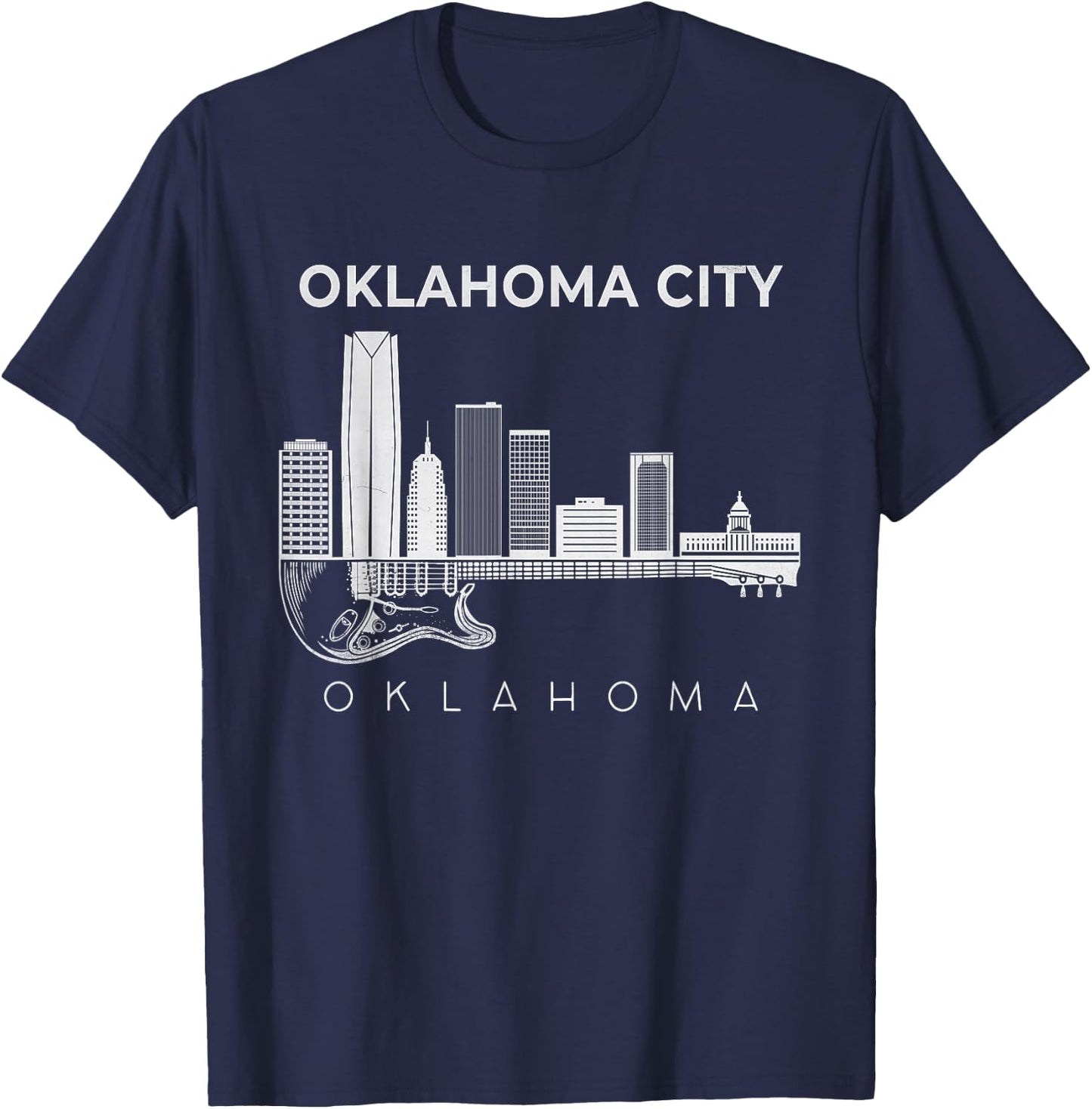 Oklahoma Souvenir Men Music Guitar Souvenir Oklahoma City T-Shirt - T-Shirt | Navy