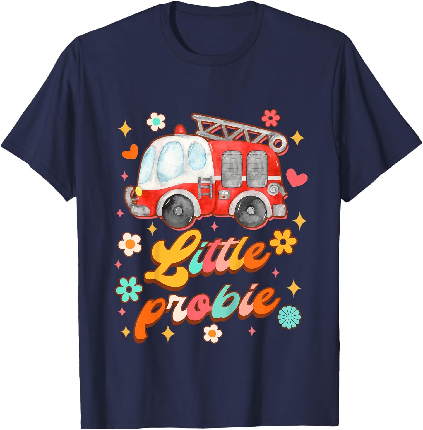 Kids Future Firefighter Baby Fireman Fire Truck Little Probie T-Shirt - T-Shirt | Navy