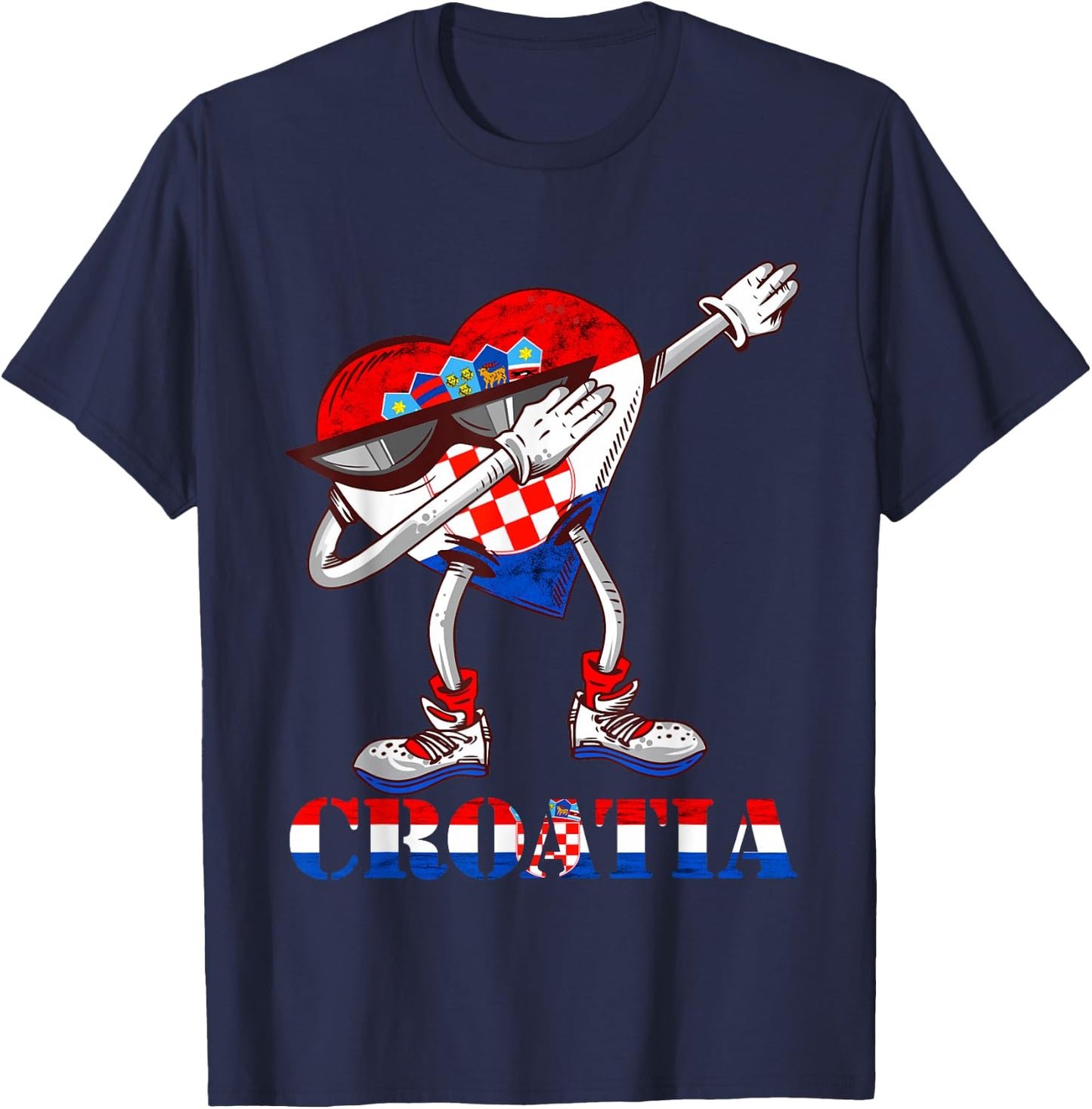 Dabbing Heart Croatian Flag Hrvatska Croatian Roots Croatia T-Shirt - T-Shirt | Navy