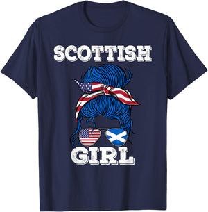 Scottish Girl Scotland Roots T-Shirt - T-Shirt | Navy