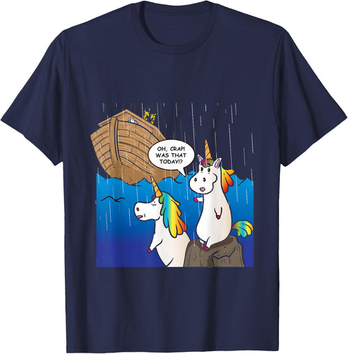 Two Unicorns Missing Ark Noah During Rain Funny Christian