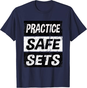 Retro Practice Safe Sets Shirt Weight Lifting Shirt Gym T-Shirt - T-Shirt | Navy
