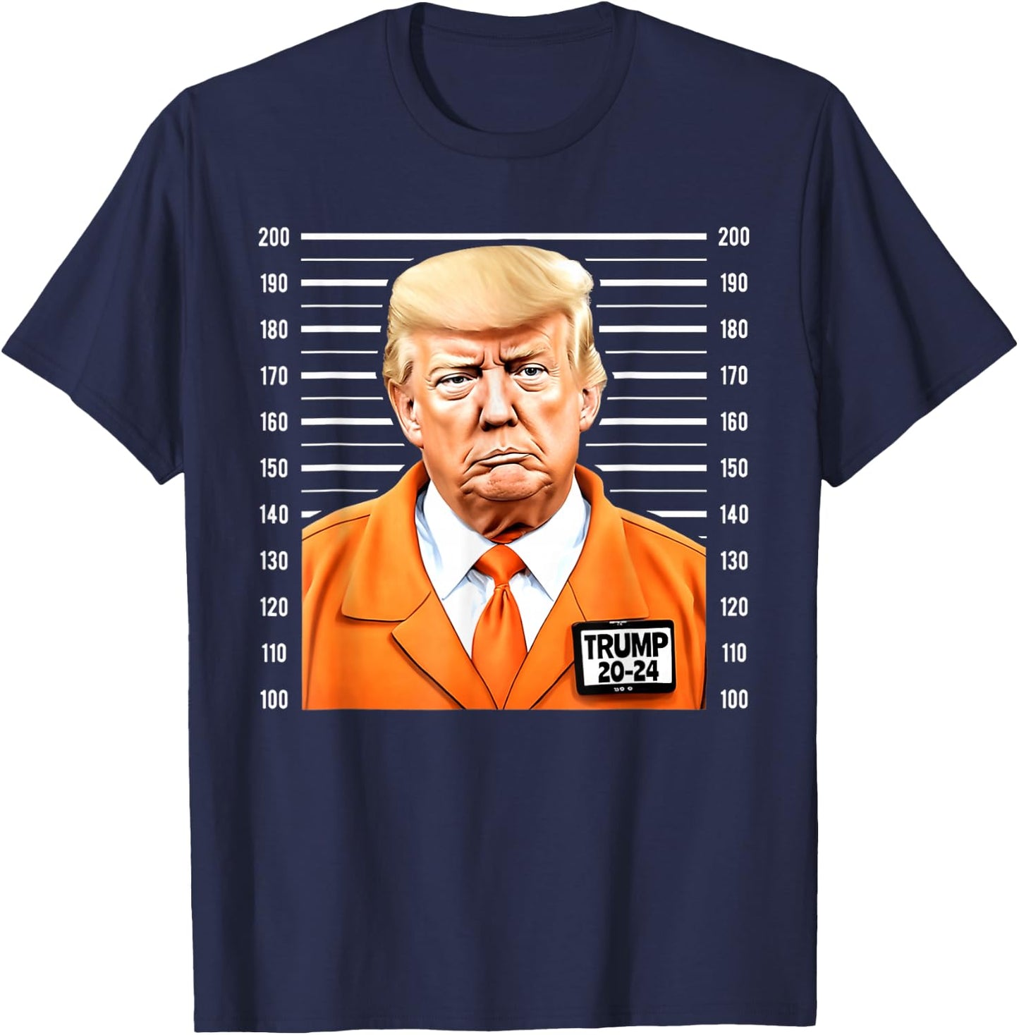 Funny Trump 2024 Mug Shot Orange Jumpsuit Parody Behind Bars T-Shirt - T-Shirt | Navy