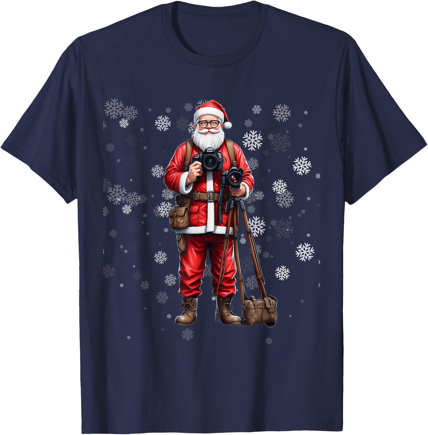Santa Photographer Funny Holiday Christmas Pajama T-Shirt - T-Shirt | Navy
