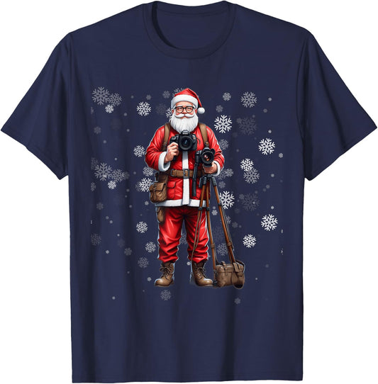 Santa Photographer Funny Holiday Christmas Pajama T-Shirt - T-Shirt | Navy