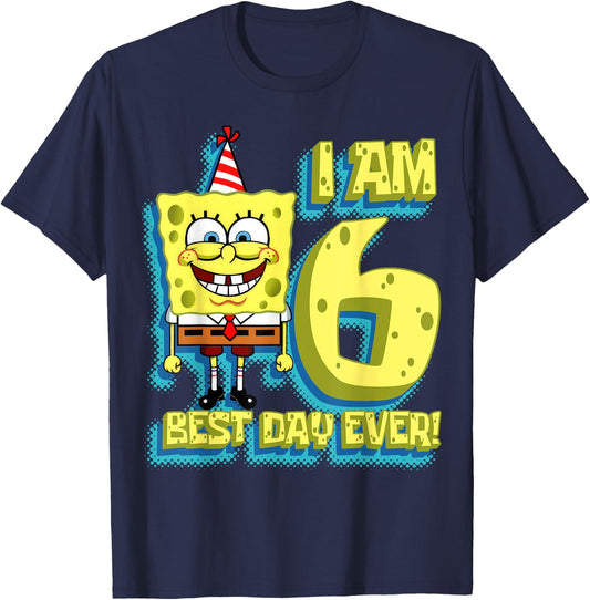 Mademark x SpongeBob SquarePants - SpongeBob SquarePants Birthday I am 6 Best Day Ever T-Shirt - T-Shirt | Navy