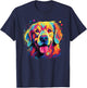 Watercolor Colorful Golden Retriever Dog Women Girls Kids T-Shirt - T-Shirt | Navy
