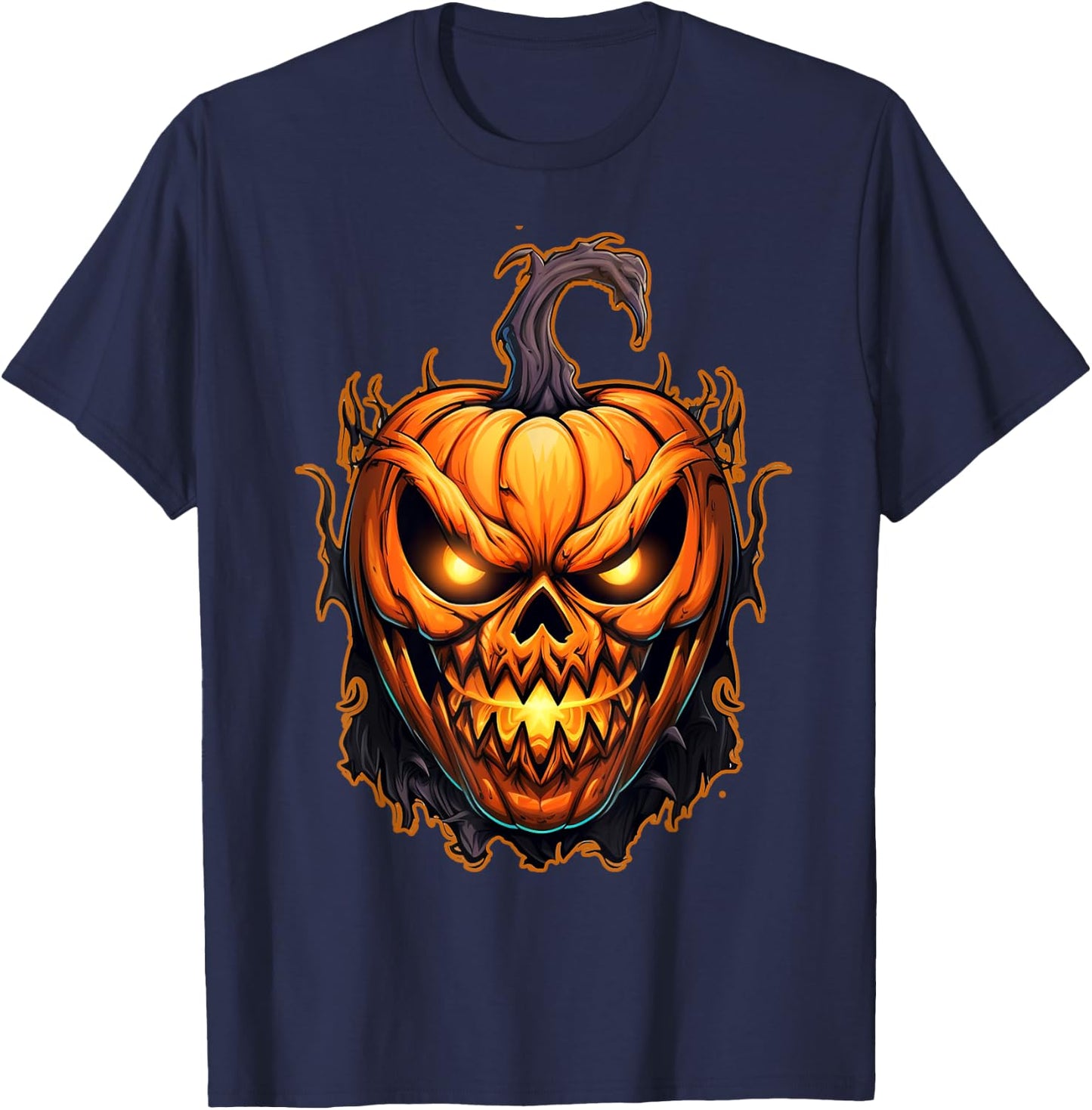 Funny Fall Autumn Halloween Scary Pumpkin lazy Costume T-Shirt - T-Shirt | Navy