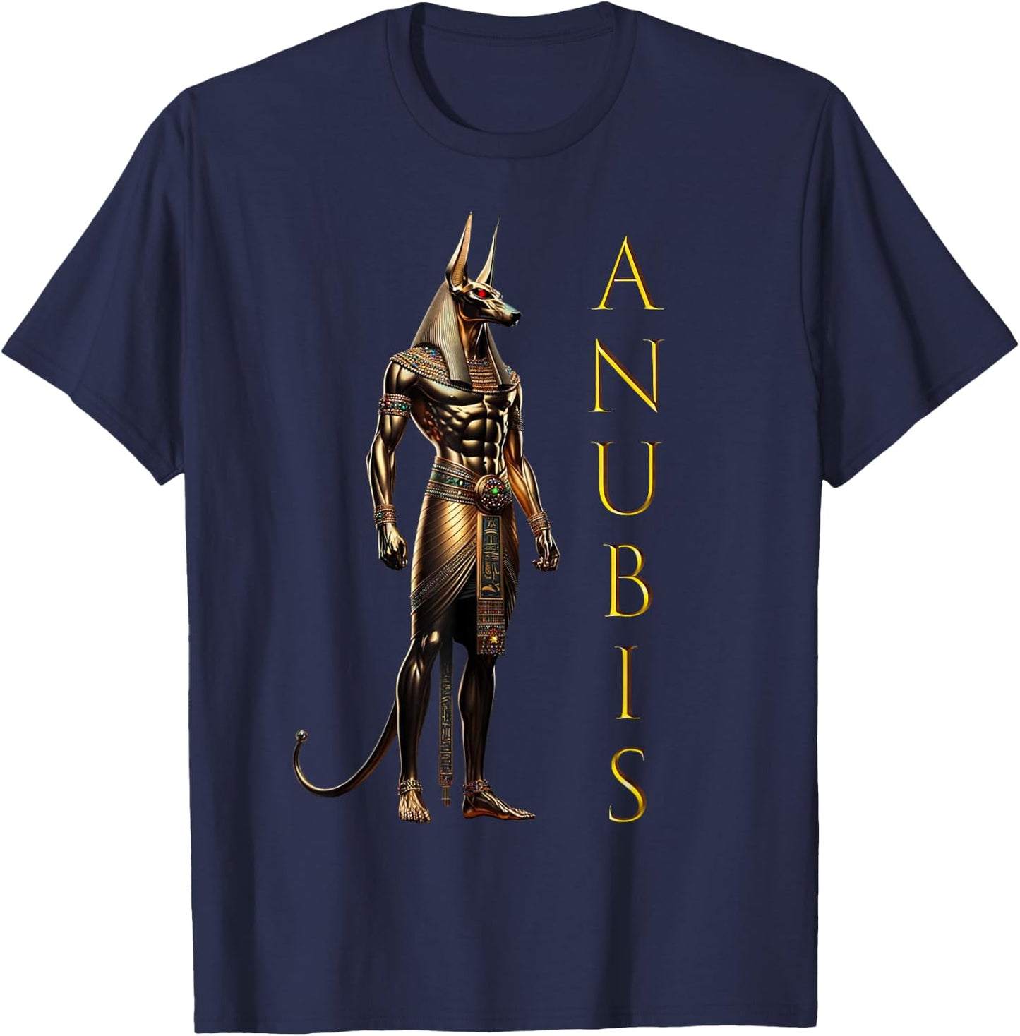 Anubis Egyptian God King Pharaoh Mythology Afterlife Design T-Shirt - T-Shirt | Navy