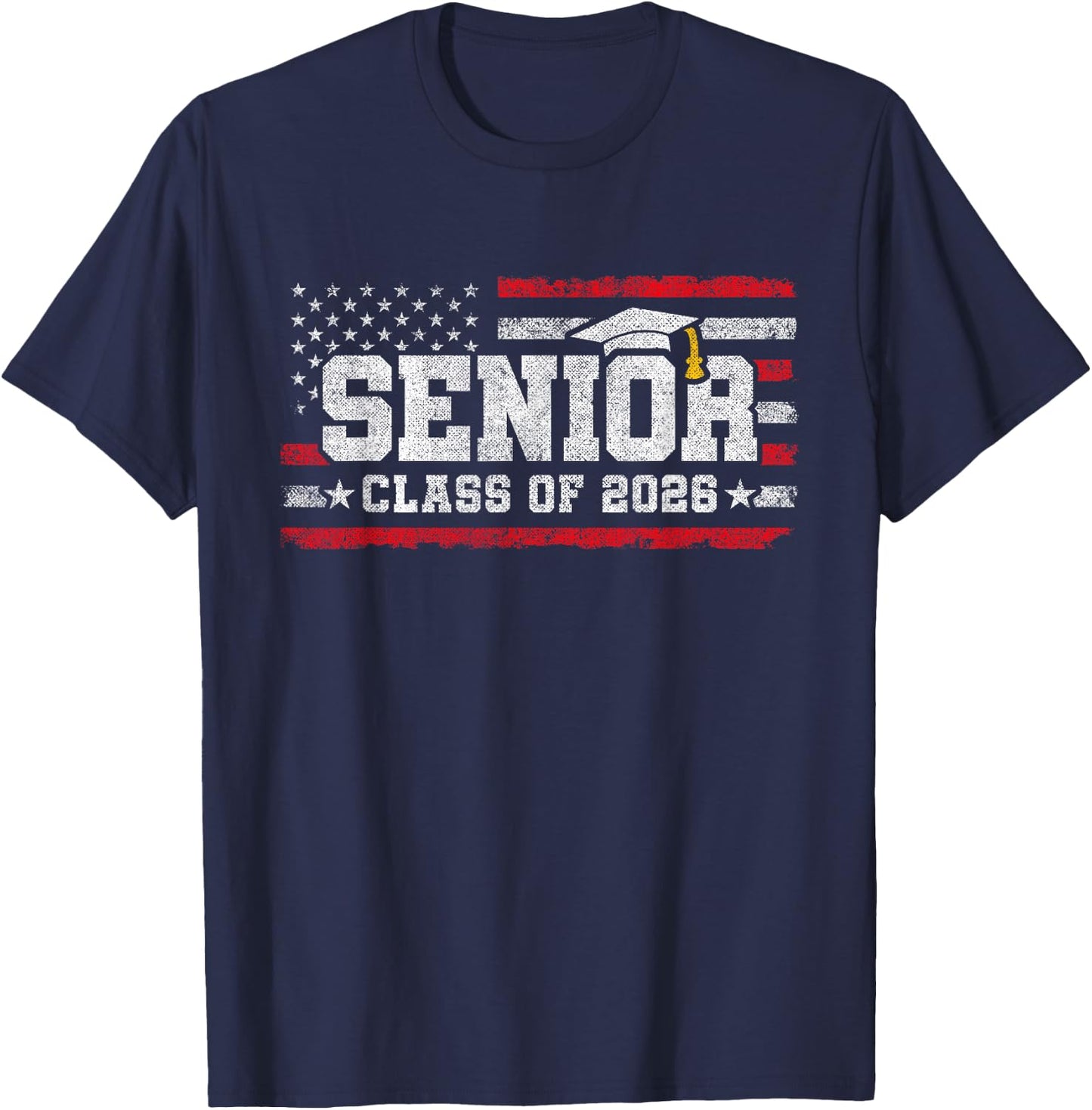 Senior Class 2026 Graduation - American Flag - Senior 2026 T-Shirt - T-Shirt | Navy