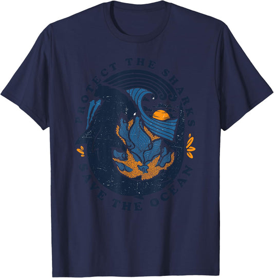 Protect The Shark save the ocean save ocean animals retro T-Shirt - T-Shirt | Navy
