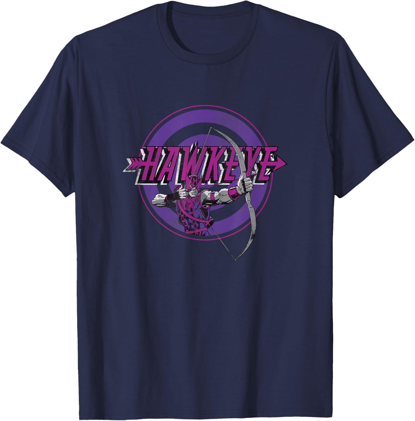 Marvel Comics Retro Classic Hawkeye Bullseye Portrait T-Shirt - T-Shirt | Navy