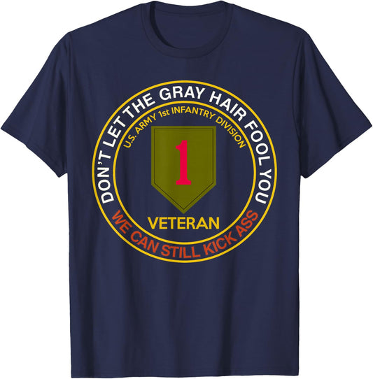 US Army 1st Infantry Division Veteran - Men's Black Cotton Classic Fit Short Sleeve - Perfect for 1st Infantry Division Veterans, Military Enthusiasts - Size Small T-Shirt - T-Shirt | Navy