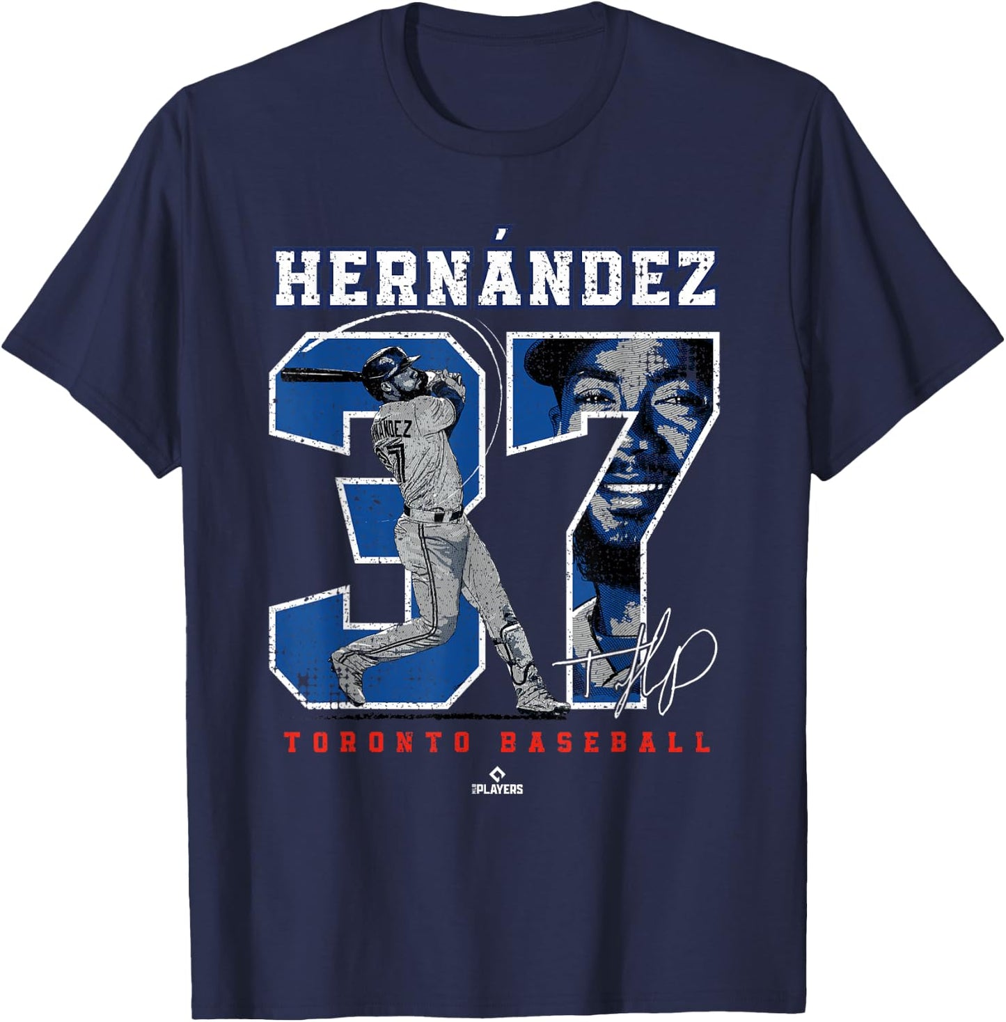Number and Portrait Teoscar Hernandez Toronto MLBPA T-Shirt - T-Shirt | Navy