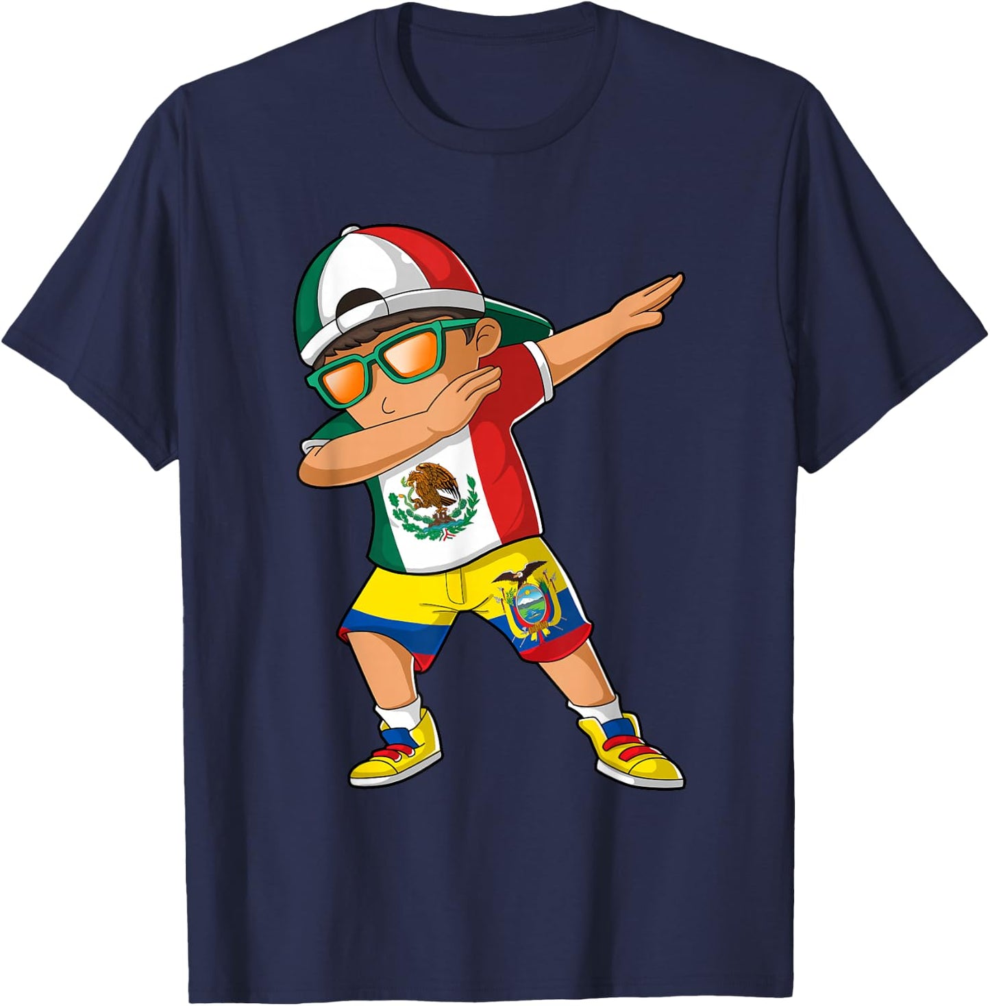 Half Mexican Half Ecuadorian Boy Mexico Ecuador Flag T-Shirt - T-Shirt | Navy