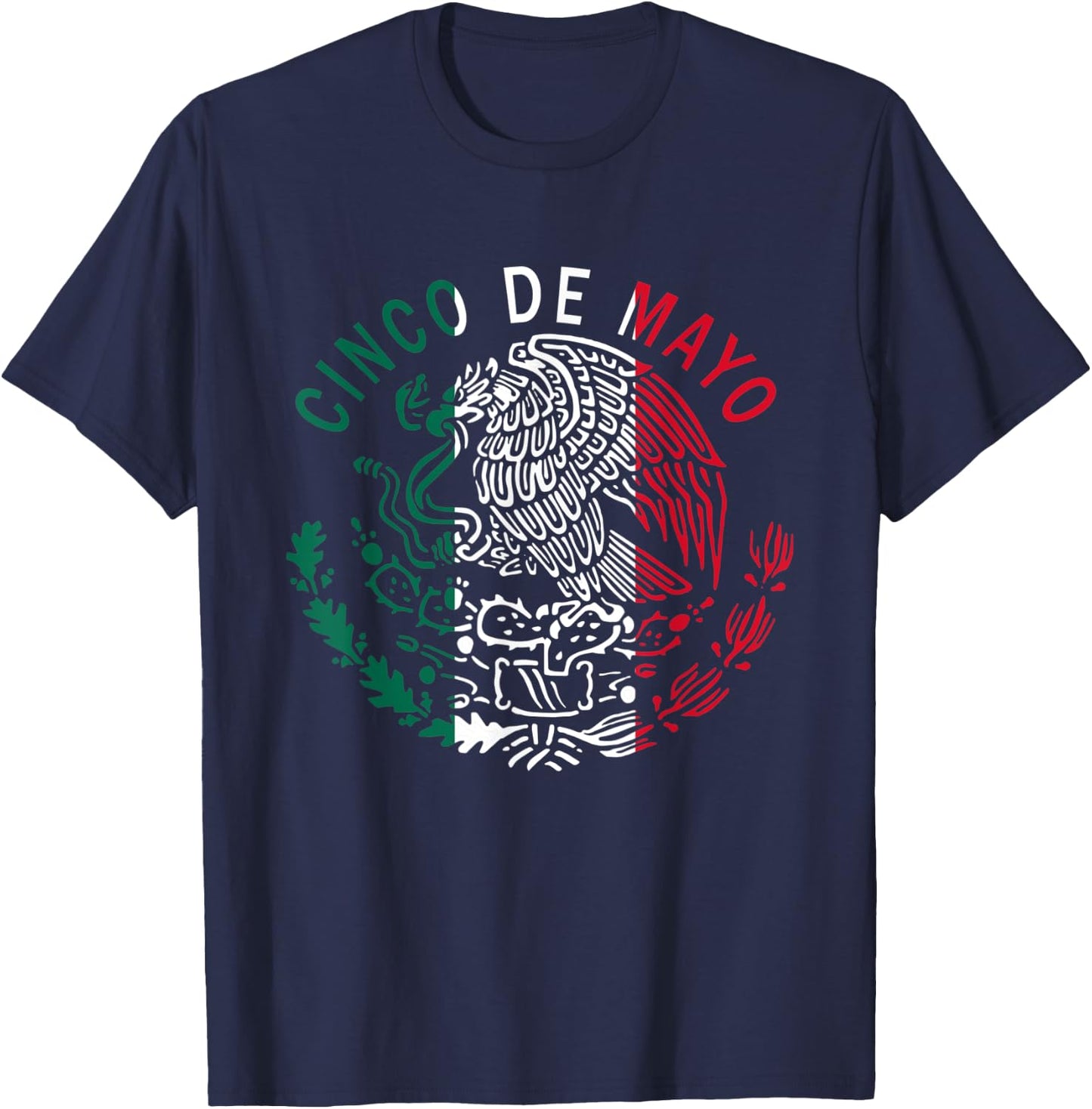 Cinco De Mayo Mexico Flag, Eagle, Cactus T-Shirt - T-Shirt | Navy