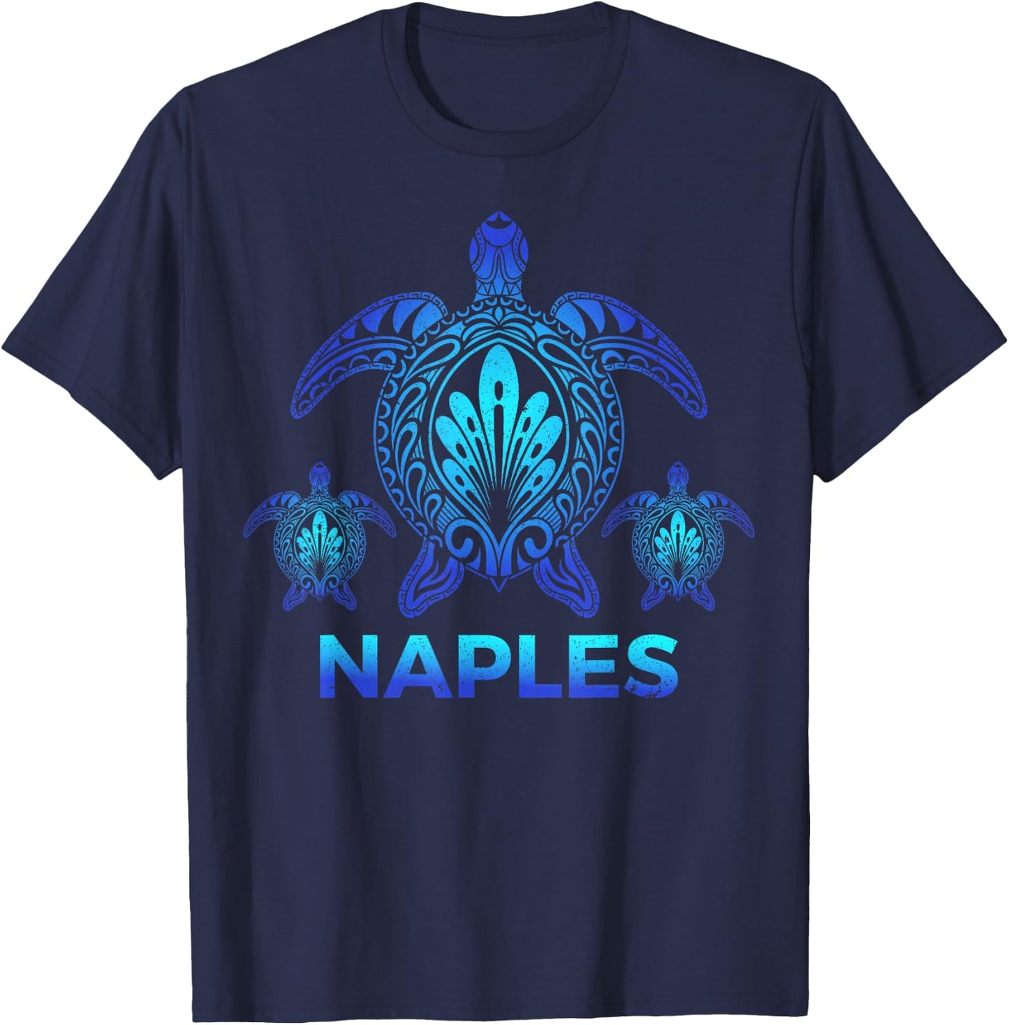 Vintage Naples Florida FL Ocean Blue Sea Turtle Souvenirs T-Shirt - T-Shirt | Navy