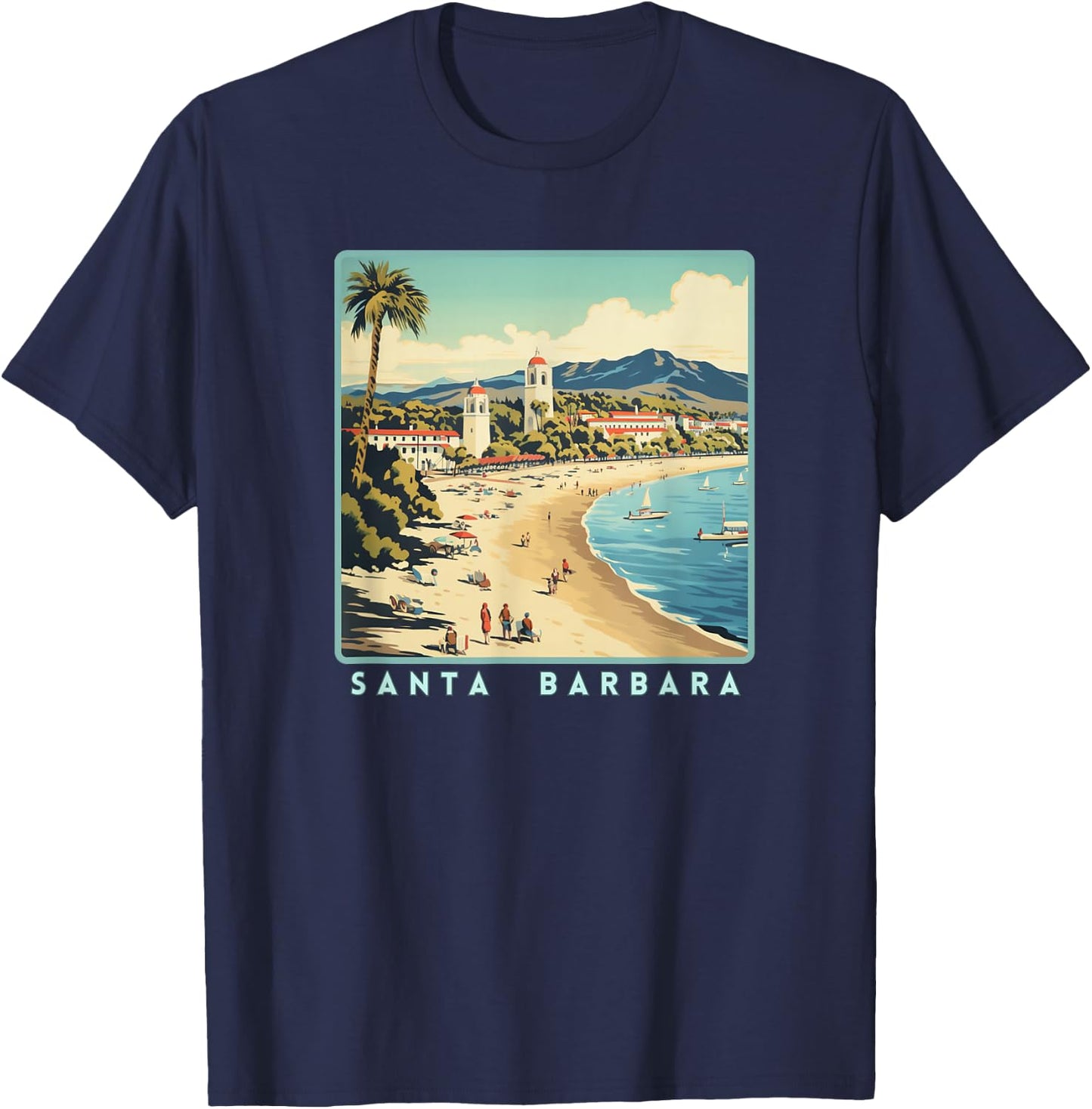 Retro Santa Barbara T-Shirt - T-Shirt | Navy