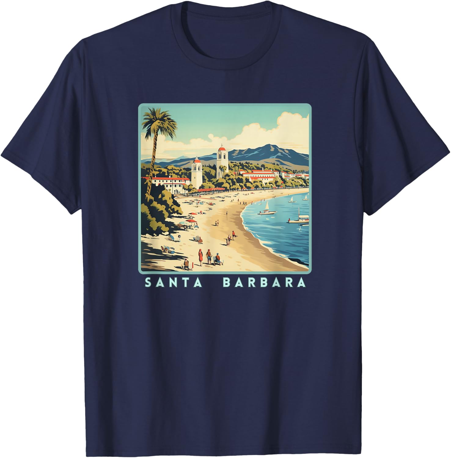 Retro Santa Barbara T-Shirt - T-Shirt | Navy