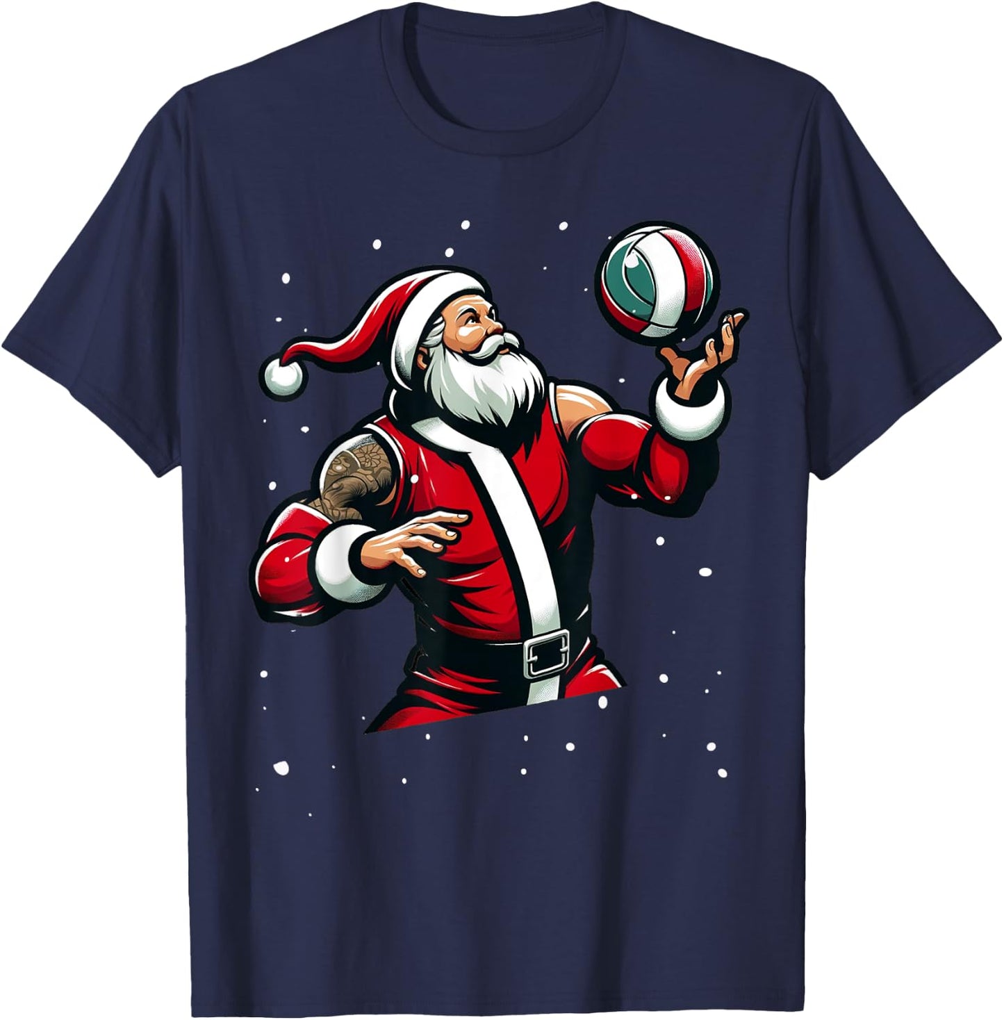 Christmas Sports, Santa Plays Volleyball Xmas Women Men Kids T-Shirt - T-Shirt | Navy