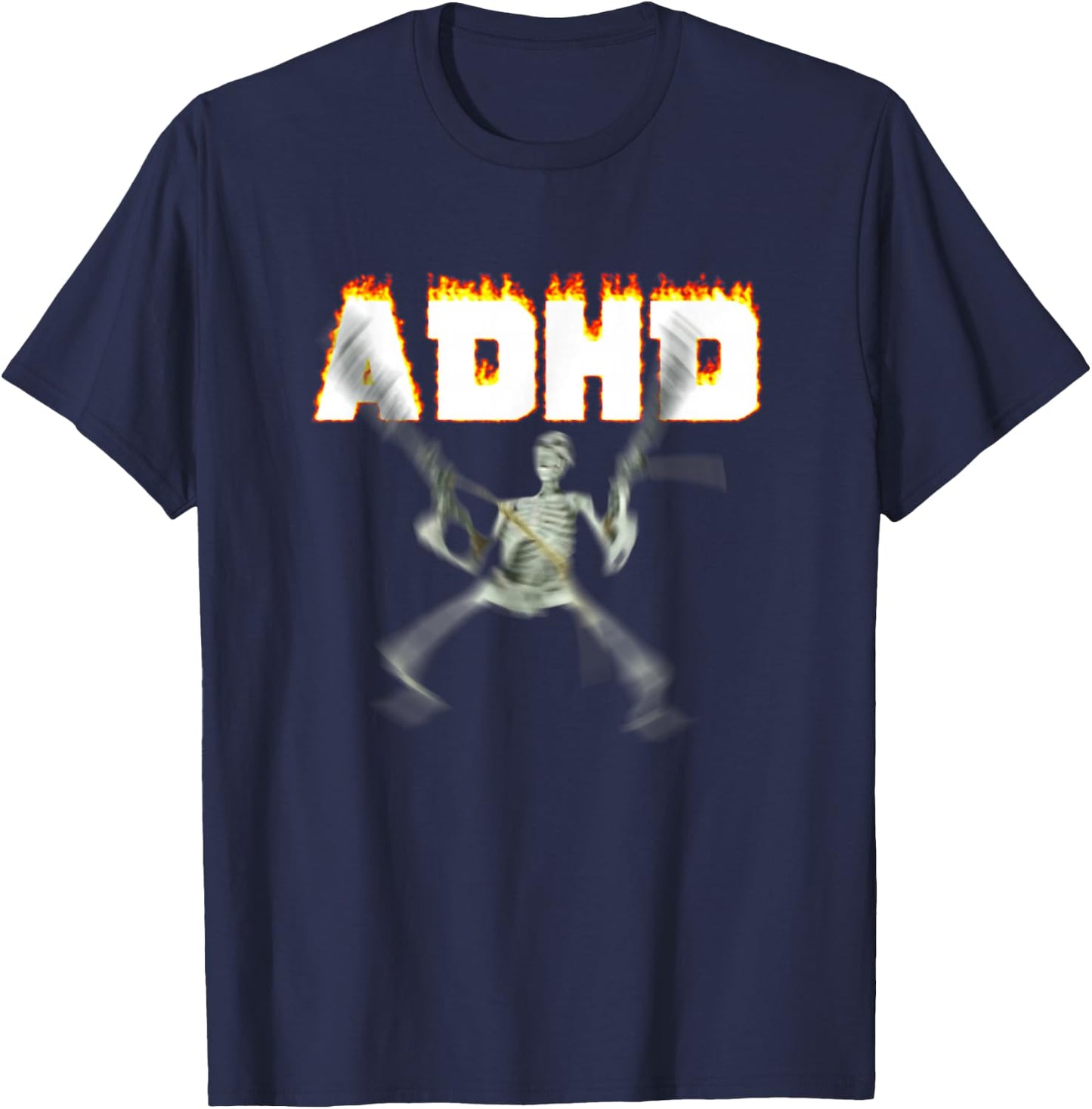 ADHD Skeleton Meme T-Shirt - T-Shirt | Navy