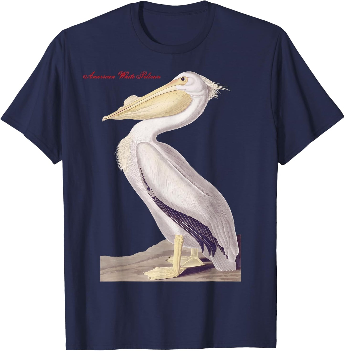 Audubon American White Pelican Birds Education Nature T-Shirt - T-Shirt | Navy