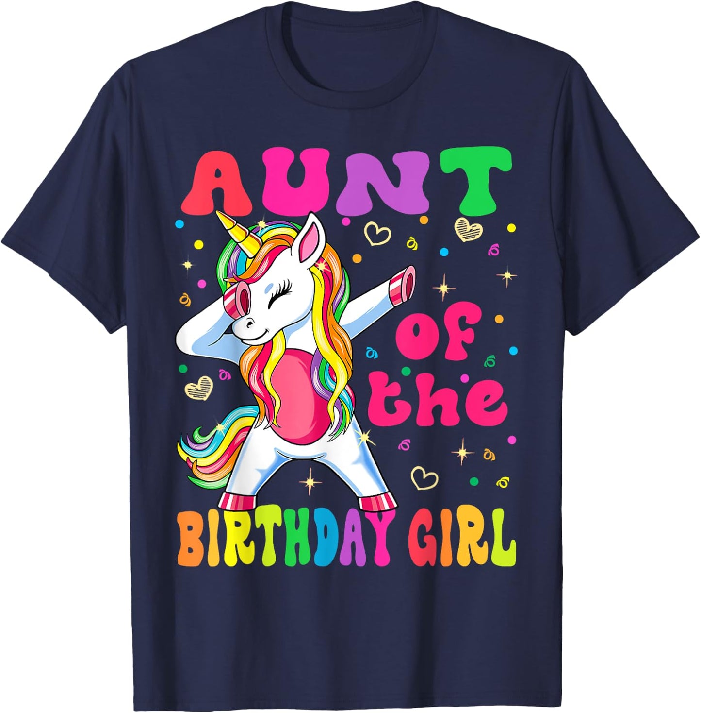 Aunt of the Birthday Princess Girl Dabbing Unicorn T-Shirt - T-Shirt | Navy