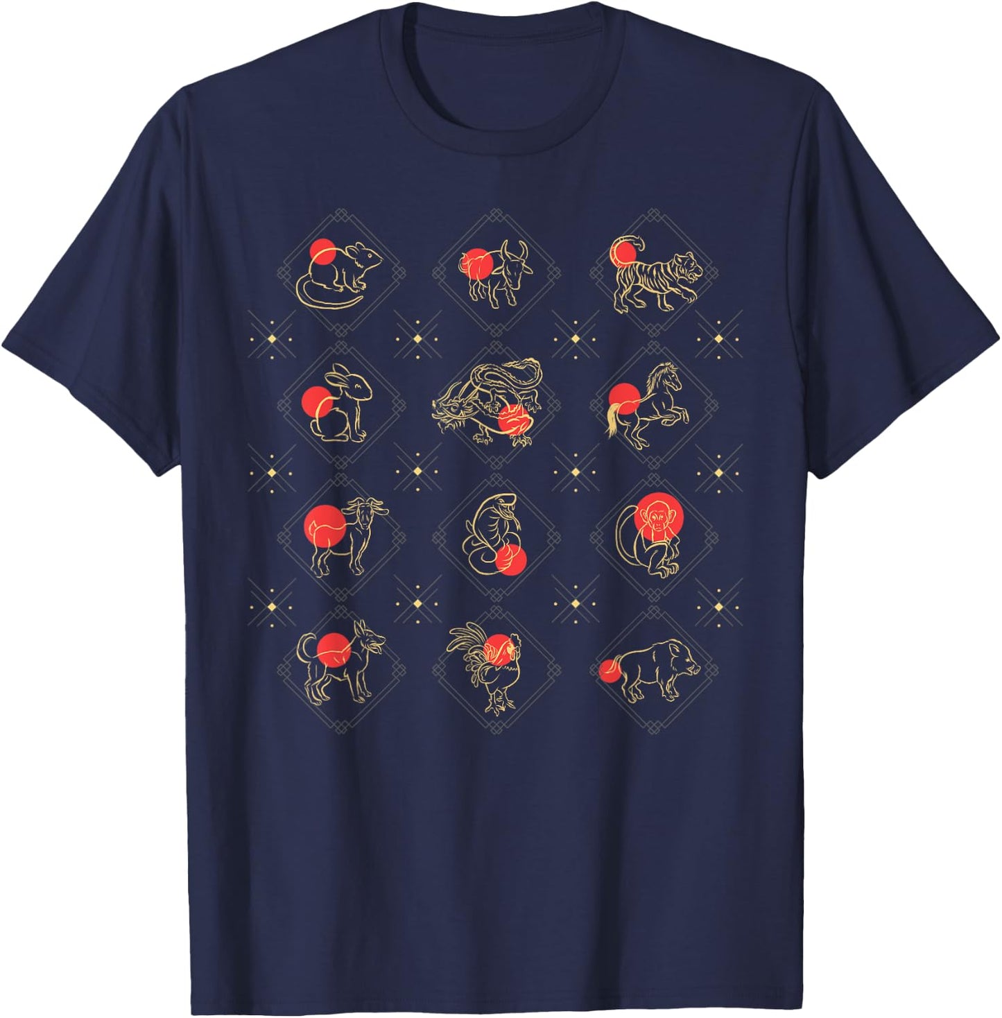 Chinese Zodiac Animal Signs Lunar Chinese New Year T-Shirt - T-Shirt | Navy