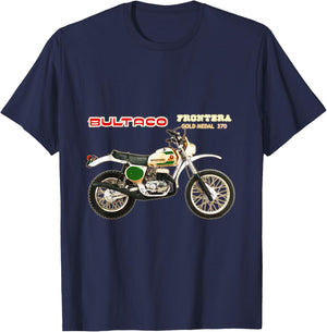 Classic Bultaco Motorcycle Frontera Gold Medal 350 Biker T-Shirt - T-Shirt | Navy