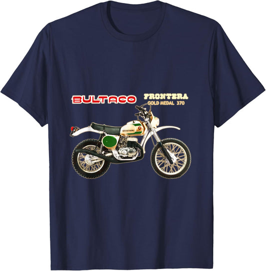 Classic Bultaco Motorcycle Frontera Gold Medal 350 Biker T-Shirt - T-Shirt | Navy