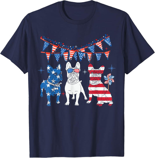 French bulldog 4th of july American Flag women Independence T-Shirt - T-Shirt | Navy
