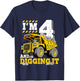 Kids Four 4th Birthday Construction Truck 4yr Boy 4 Years Old T-Shirt - T-Shirt | Navy