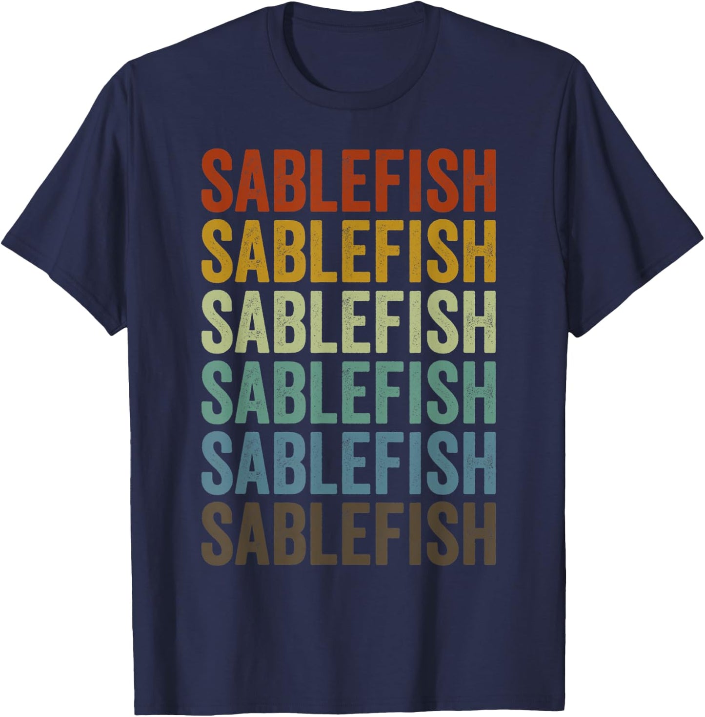 Sablefish Fish Retro T-Shirt - T-Shirt | Navy