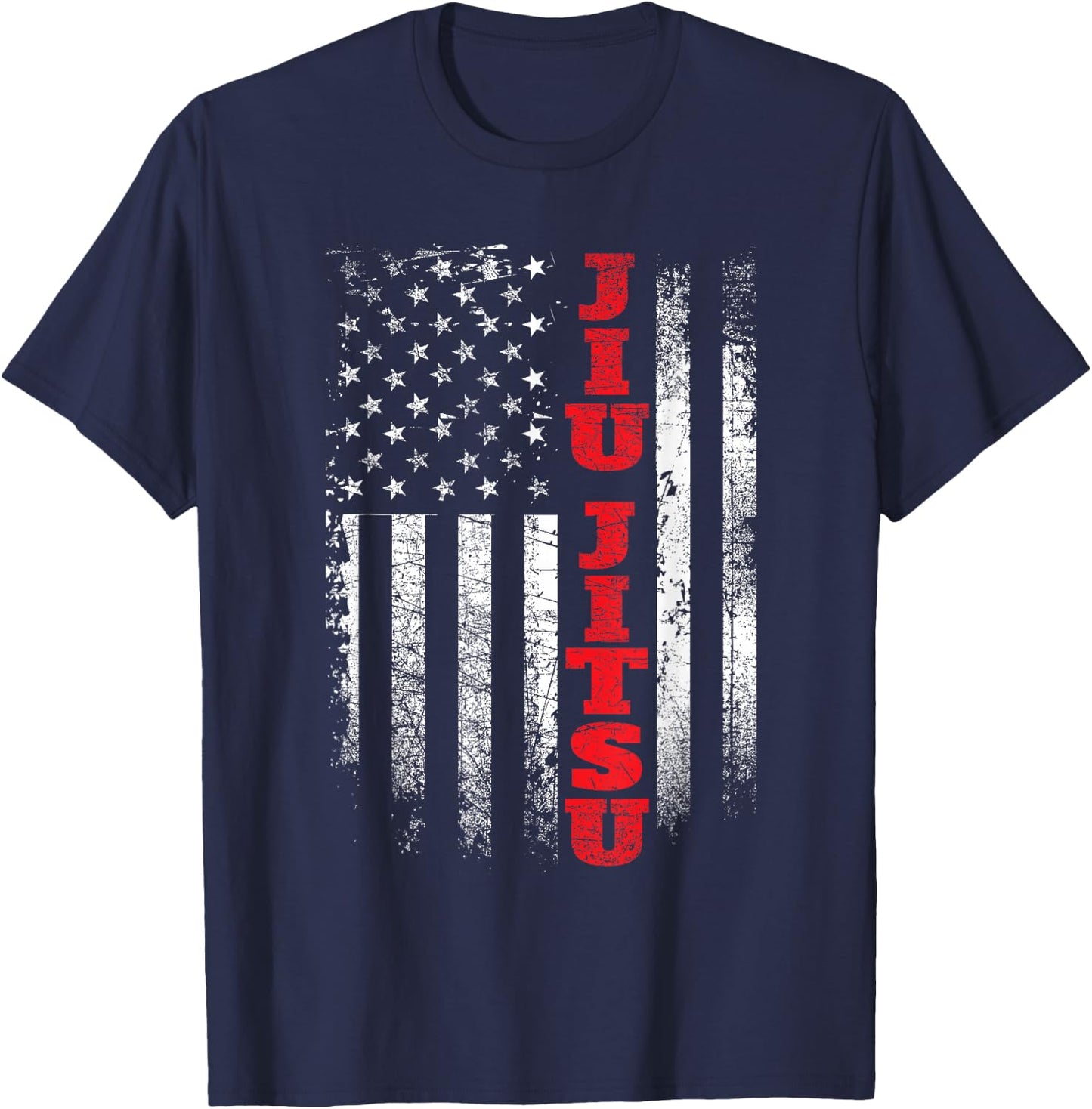 Jiu Jitsu - USA American Flag Martial Arts Ground Fighting T-Shirt - T-Shirt | Navy