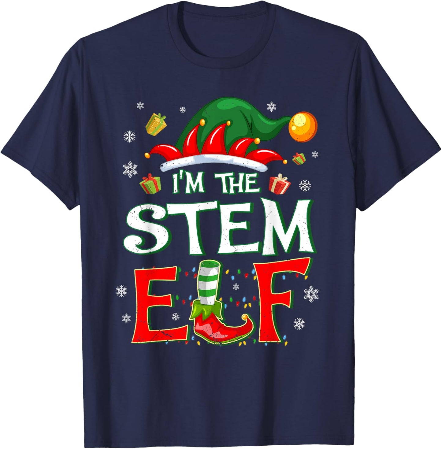 Im The STEM Elf Fun Christmas STEM Teacher Men Women Kids T-Shirt - T-Shirt | Navy