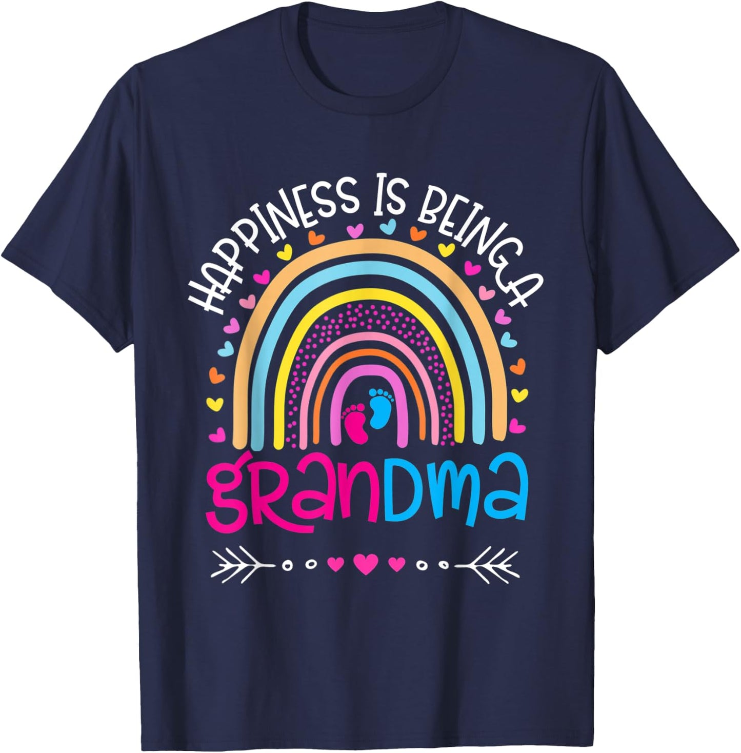 Happiness is being a grandma Rainbow mother's day 2022 T-Shirt - T-Shirt | Navy