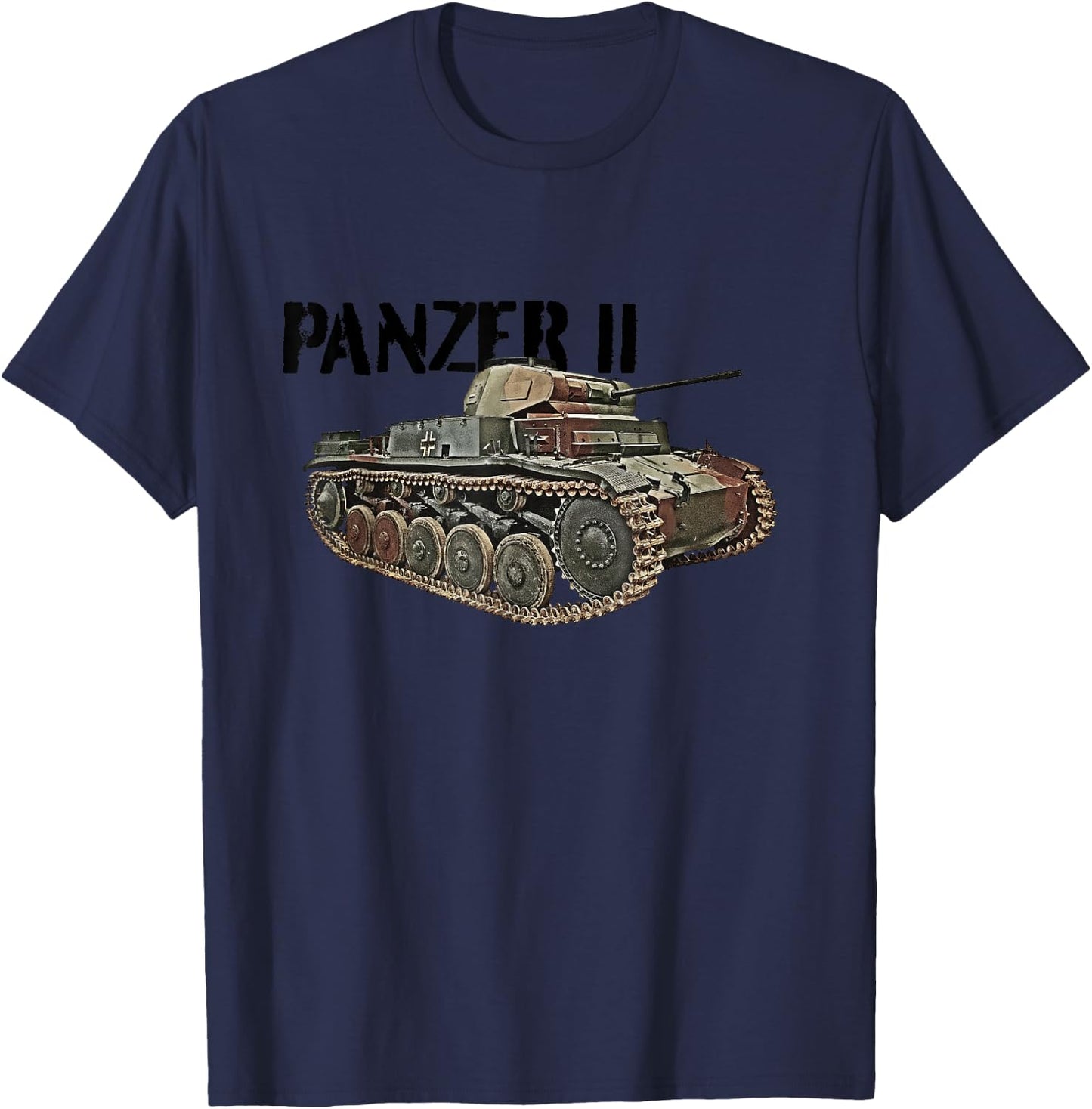 WW2 German Panzer II (PzKpfw II) Tank T-Shirt - T-Shirt | Navy