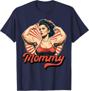 Mommy Retro Weightlifting And Bodybuilding Gym Mom T-Shirt - T-Shirt | Navy