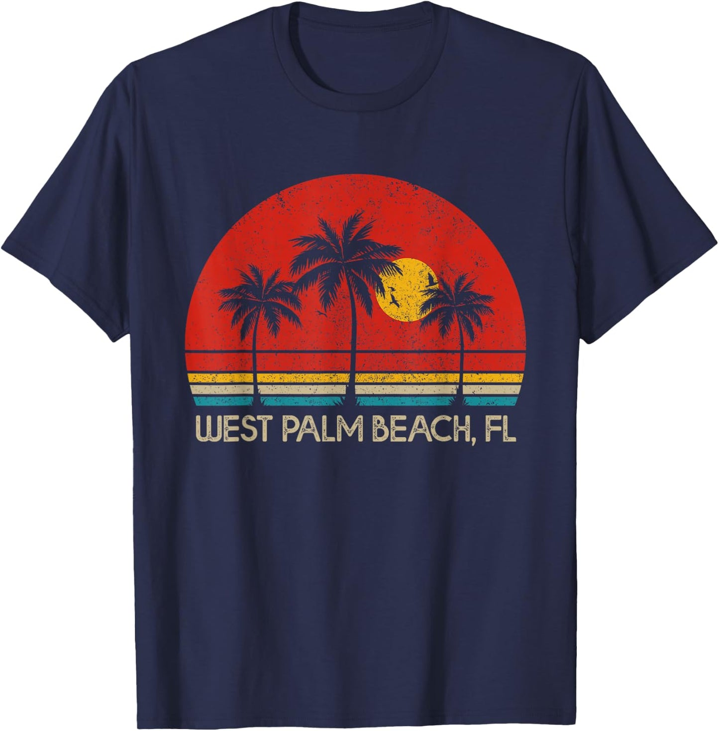 West Palm Beach Florida FL Surfer Retro Vintage T-Shirt - T-Shirt | Navy