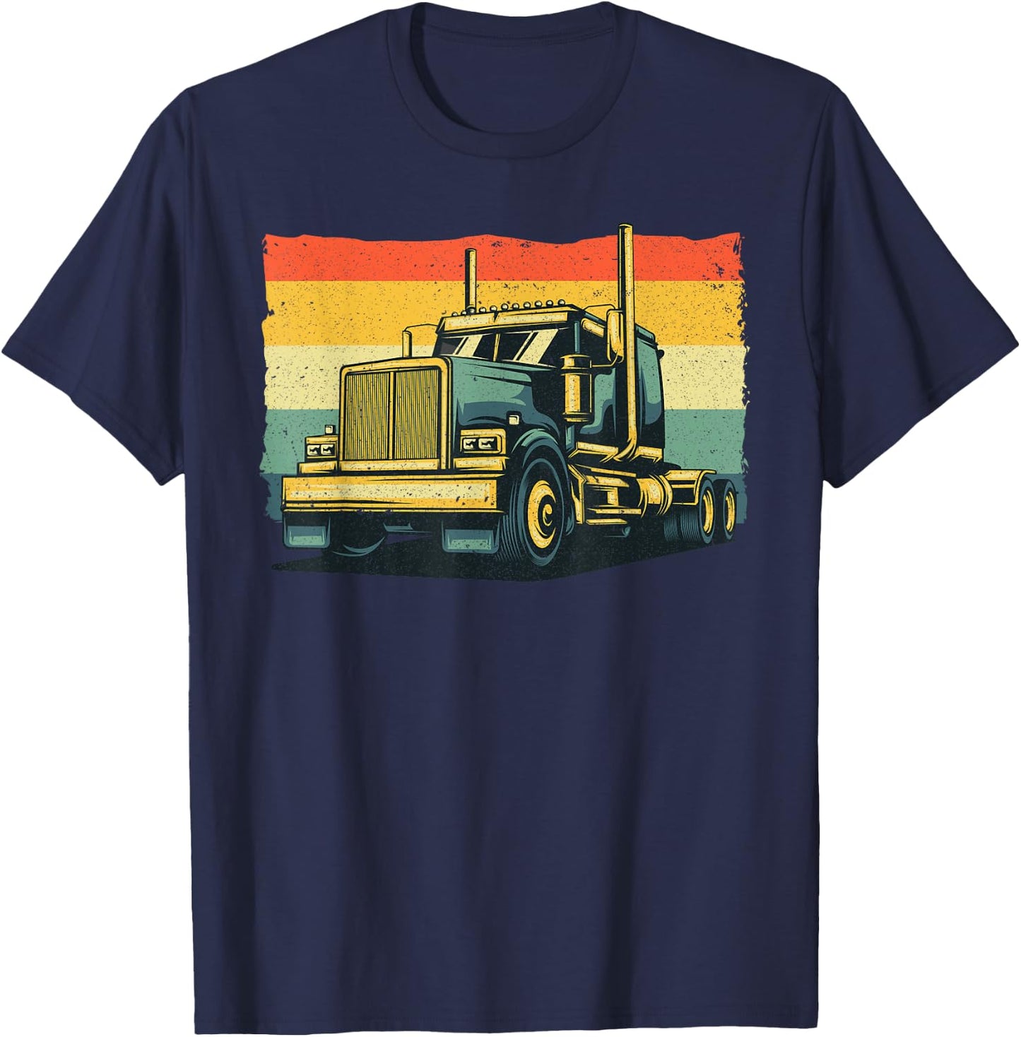 Vintage Trucker Art Women Kids Trucking Truck Lovers T-Shirt - T-Shirt | Navy