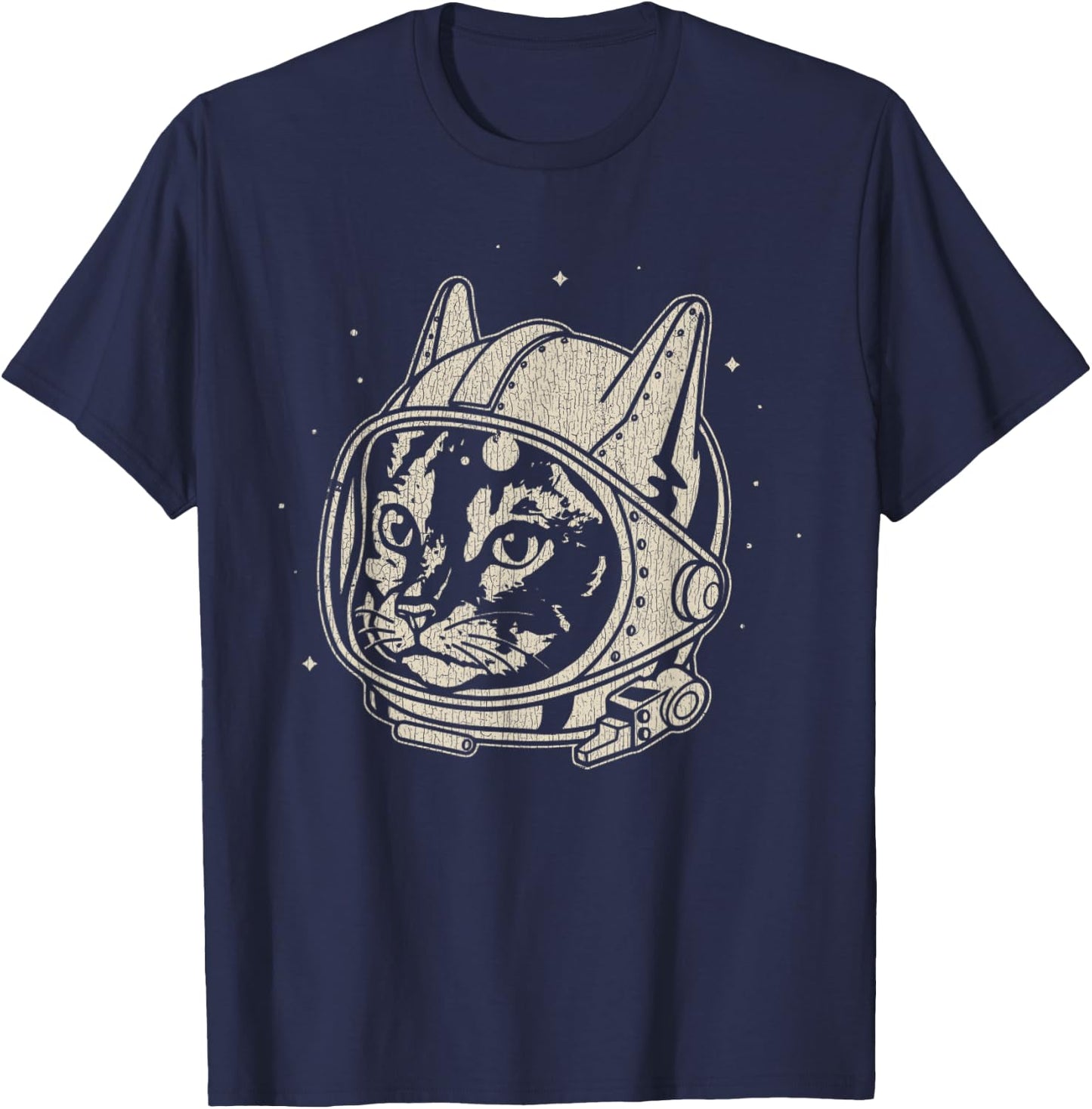 Vintage Astronaut Cute Cat Cat Lover T-Shirt - T-Shirt | Navy