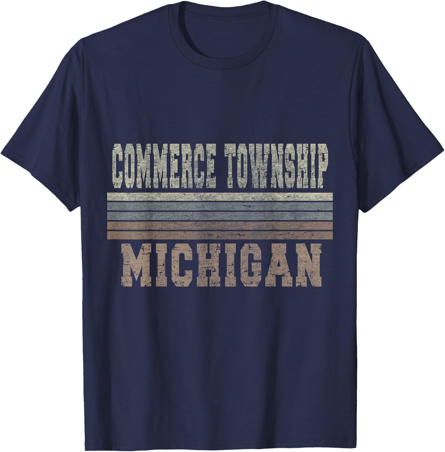 Retro Commerce Township Michigan T-Shirt - T-Shirt | Navy