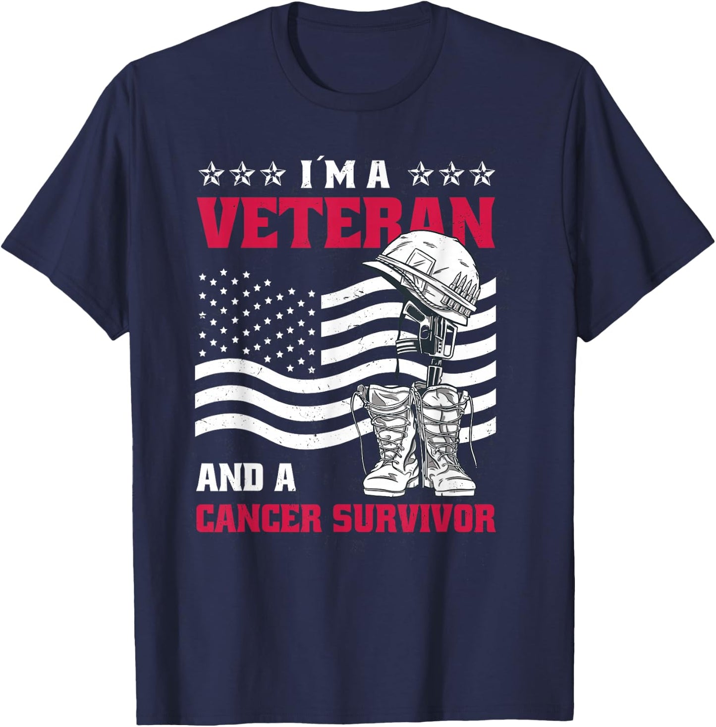 Veteran And Cancer Survivor T-Shirt - T-Shirt | Navy