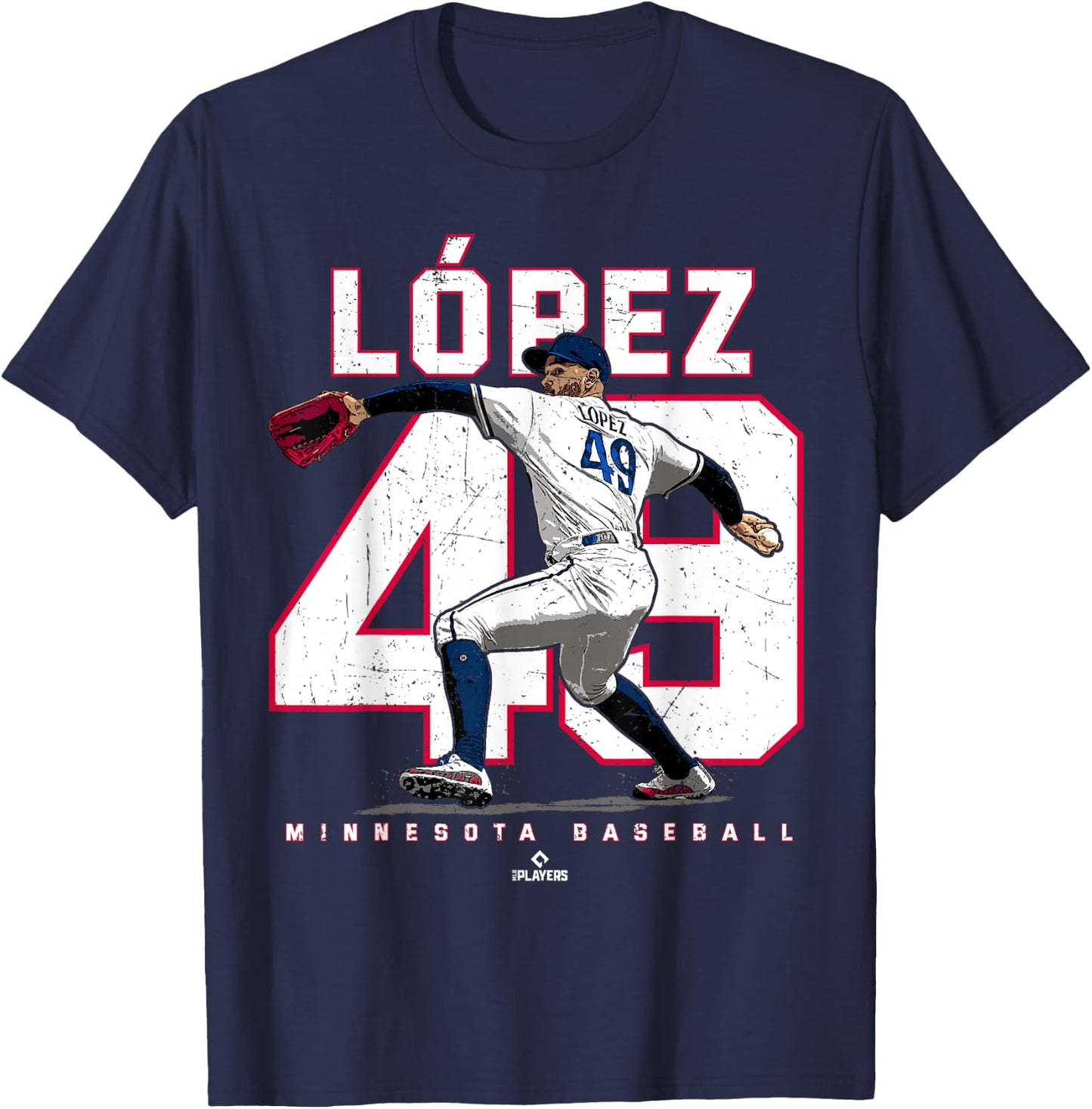 BallPark MVP -Adults Black Small Number and Portrait Pablo Lopez Minnesota MLBPA T-Shirt - T-Shirt | Navy