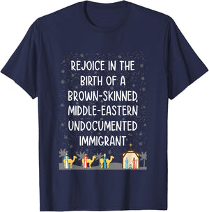 Rejoice In The Birth Of Brown-Skinned, Middle-Eastern T-Shirt - T-Shirt | Navy