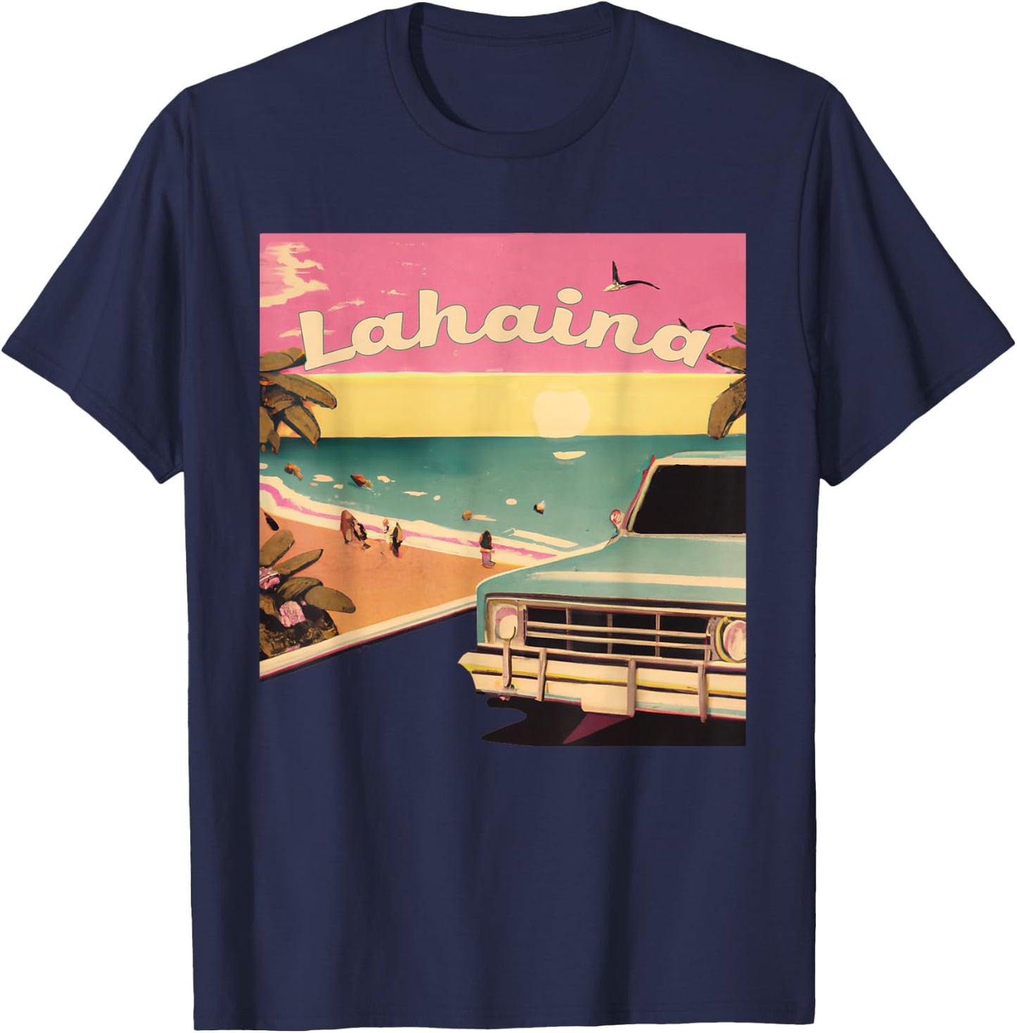 Lahaina Retro Beach Vacation Souvenir Lahaina Surf Women Kids T-Shirt - T-Shirt | Navy