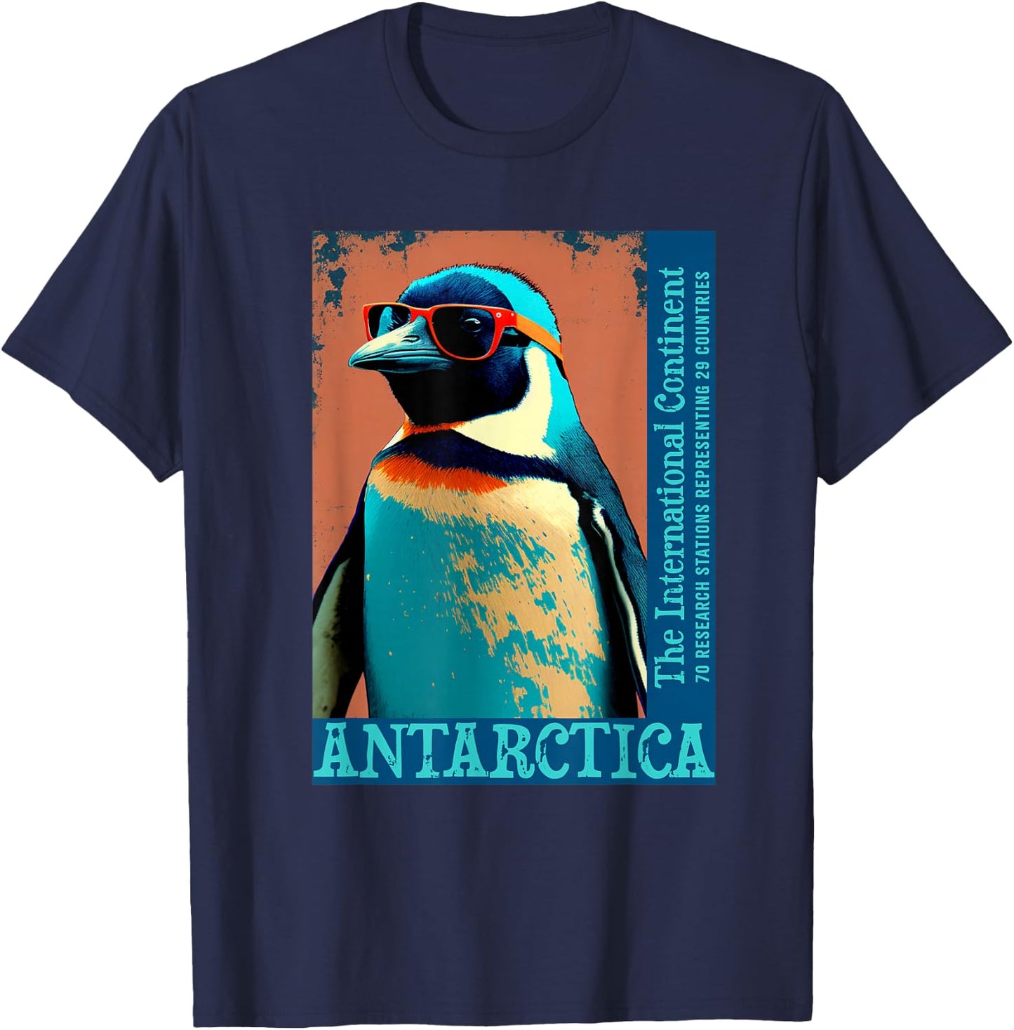 Antarctica Funny Penguin Apparel and Decor Cute Cool Penguin Antarctic Research Souvenir - -Adults - Black - Short Sleeve - Classic Fit - Small T-Shirt - T-Shirt | Navy